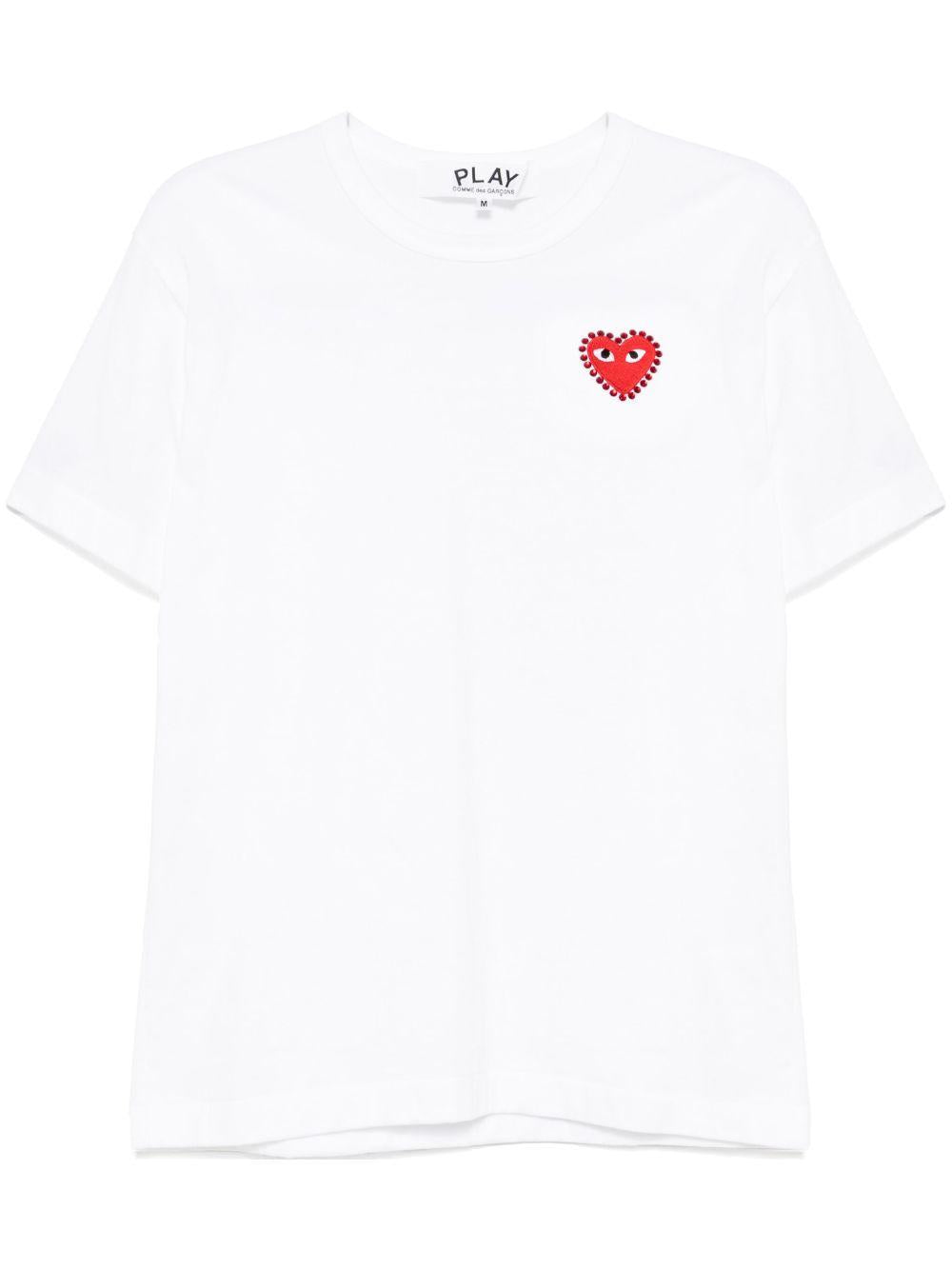 PLAY Rhinestone Emblem Red Heart T-Shirt AXT801 WHITE/RED COMME DES GARÇONS PARFUM 