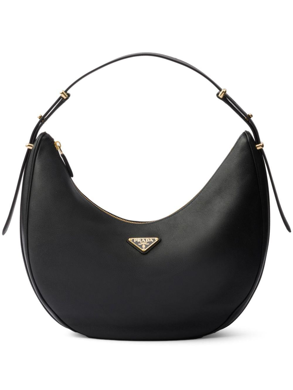 Large logo-plaque leather shoulder bag<BR/><BR/><BR/> 1BC212 2CYSF0002 PRADA 