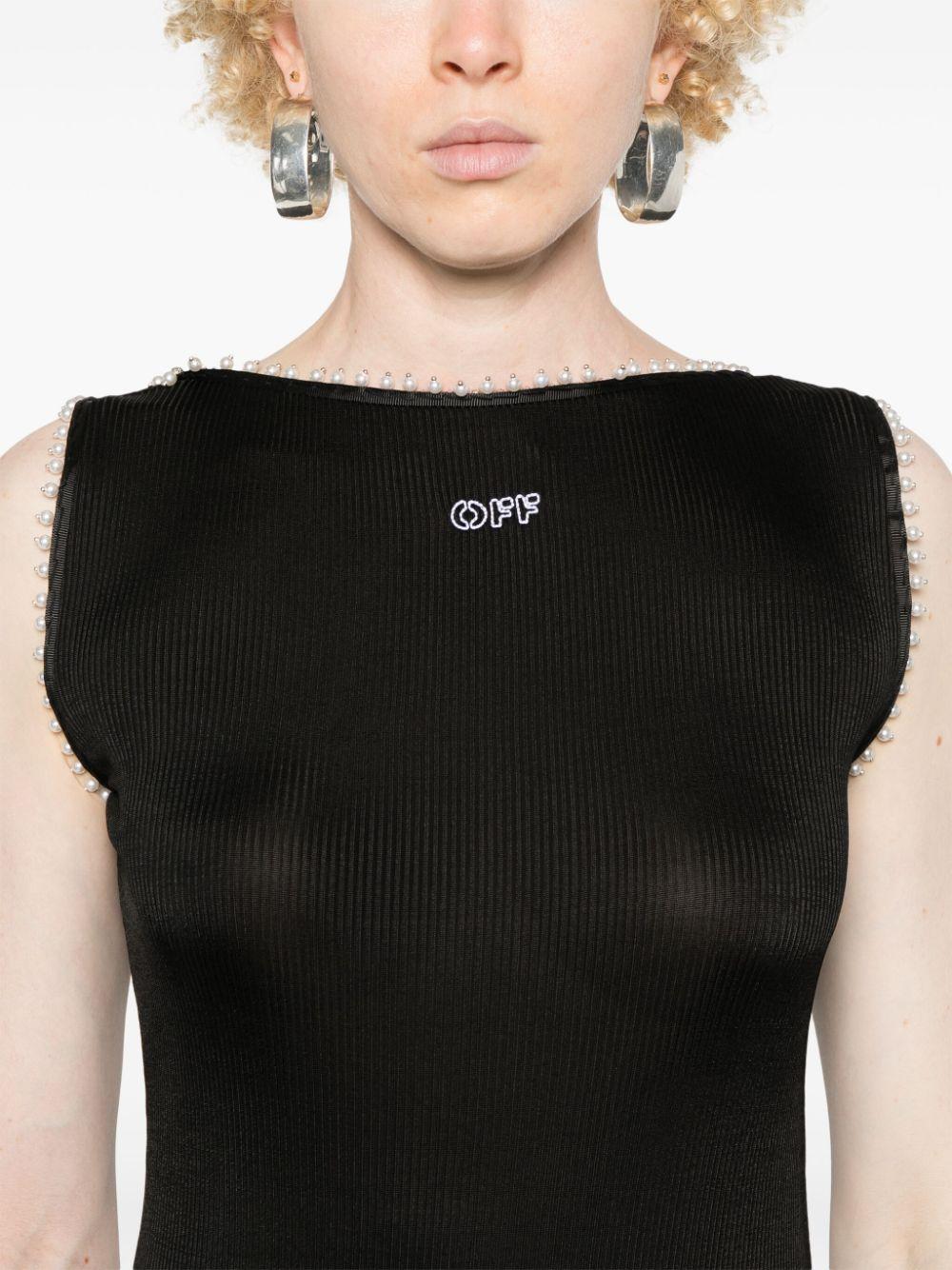 Logo-embroidered dress<BR/><BR/><BR/> OWDB505F24JER001 1001 OFF-WHITE 
