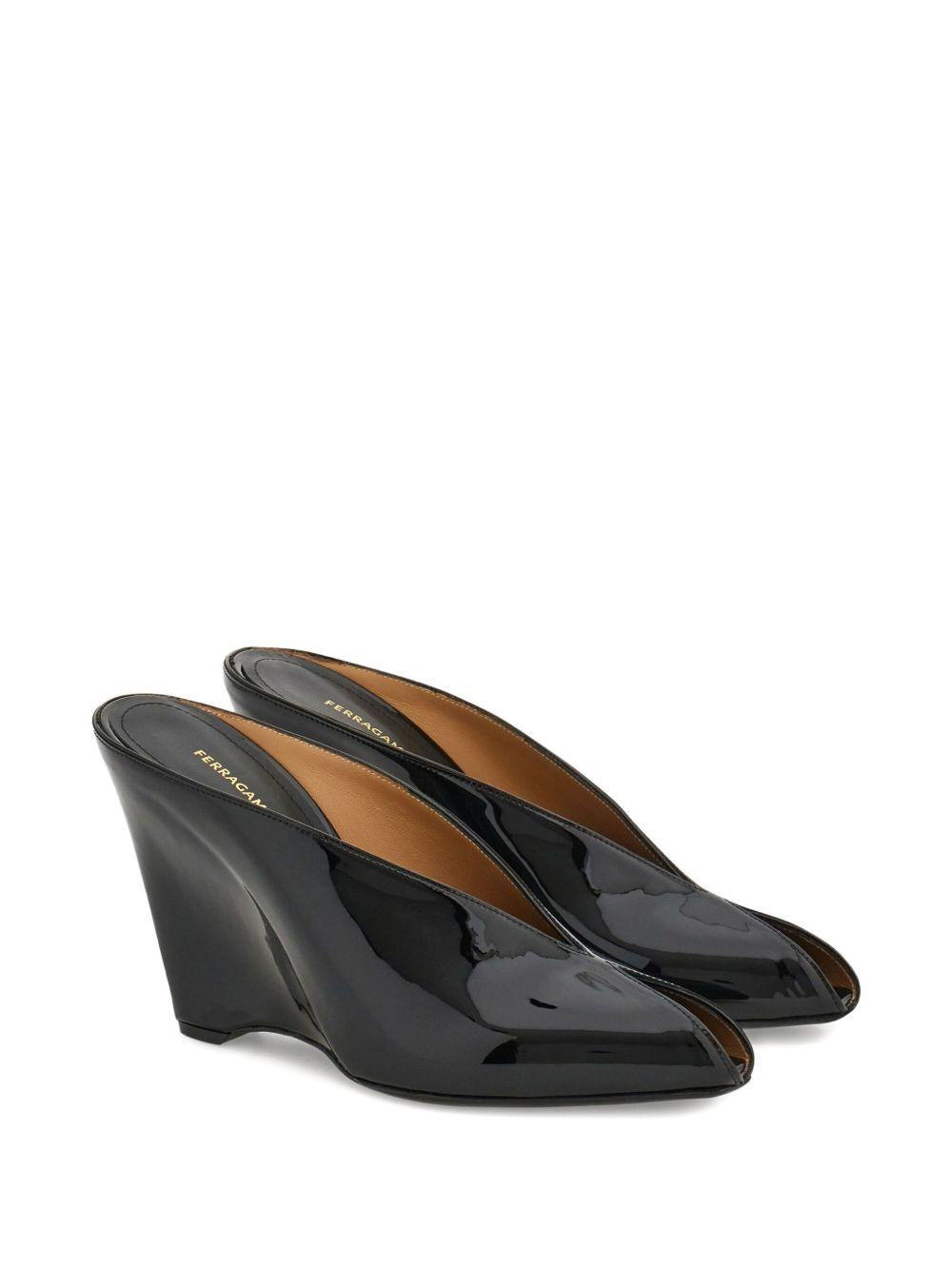 Wedge Mules 01K874 ALICIA 95 787572NERO BISCOTTO NERO FERRAGAMO 