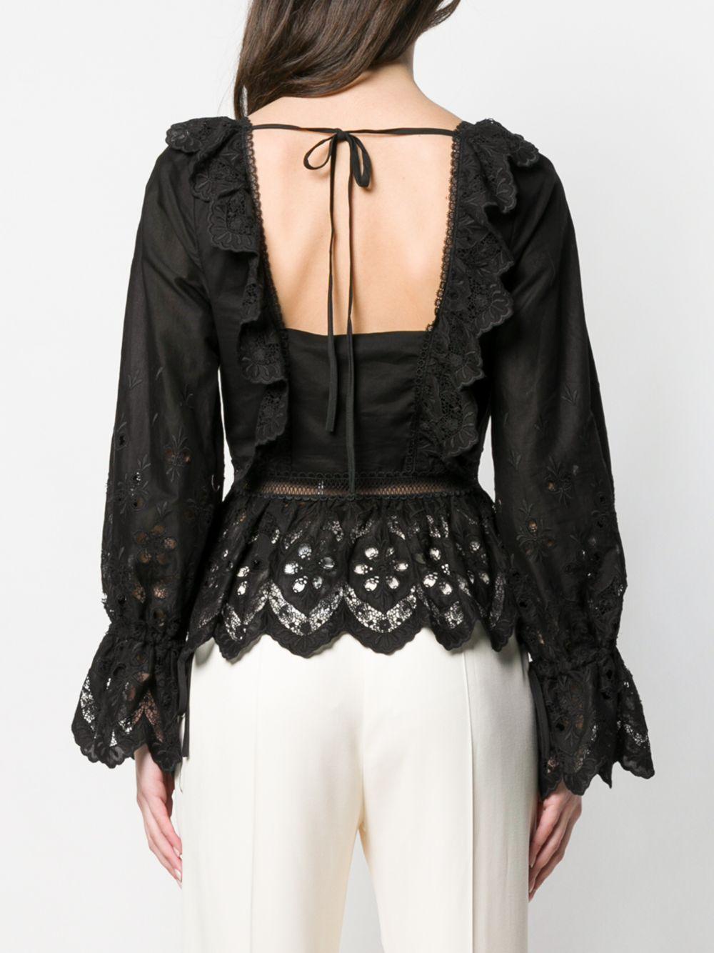 macramè shirt 113T BLACK SELF-PORTRAIT 