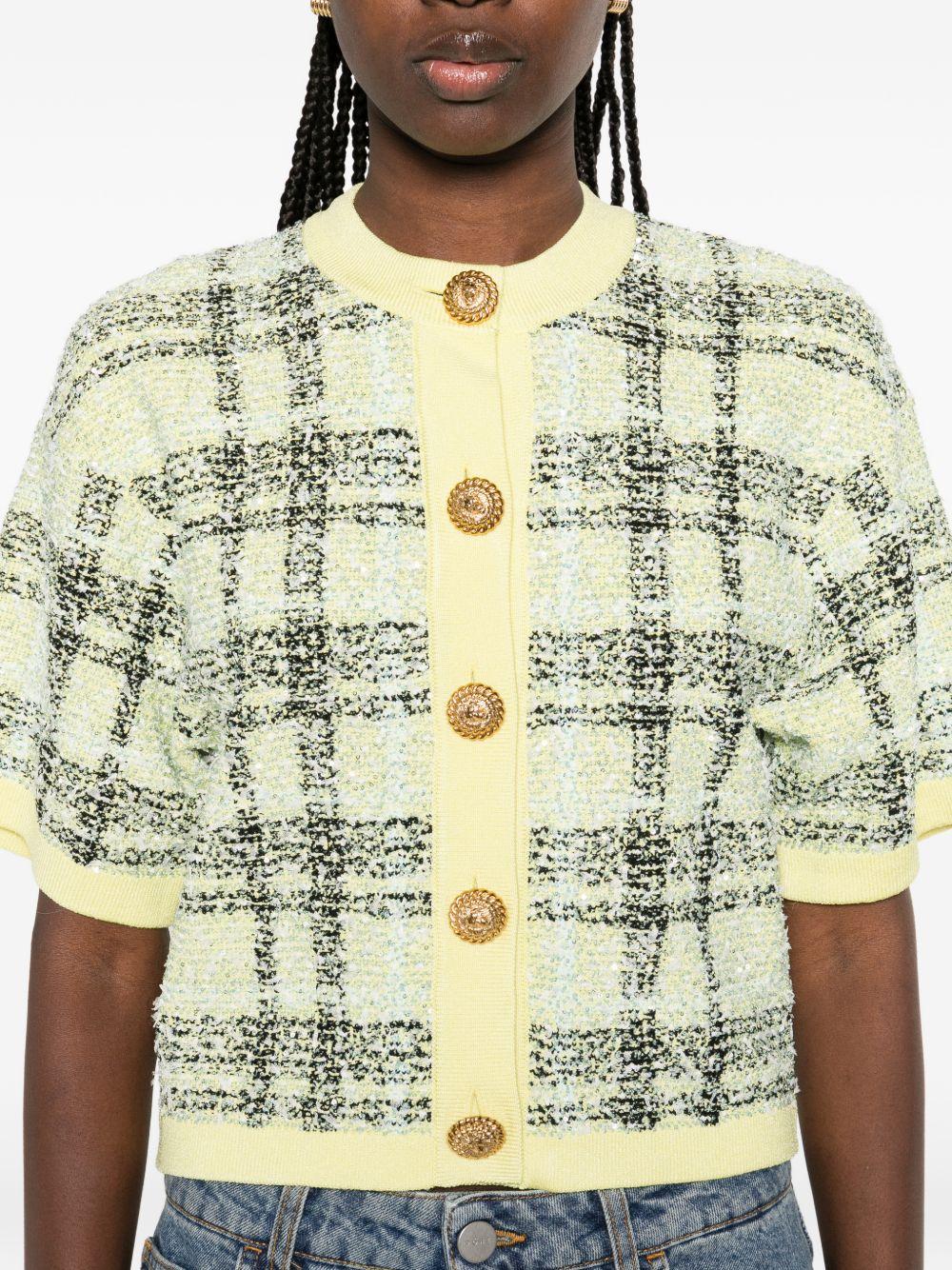 check tweed cardigan GF1SB230KJ56 IJX BALMAIN 