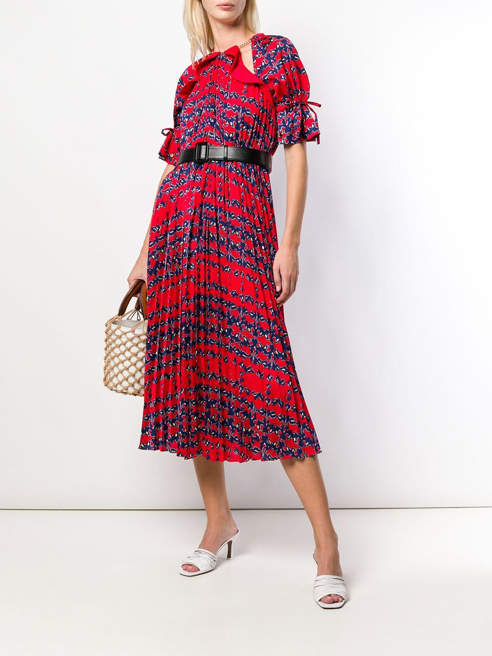 Red Bow Embroidered Midi Dress 013M RED SELF-PORTRAIT 