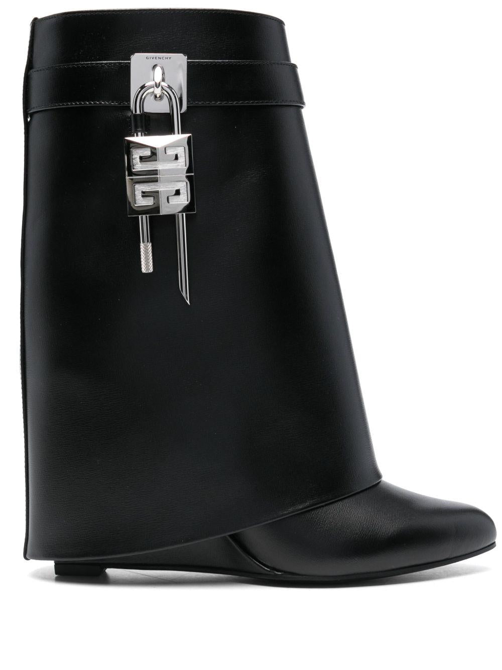 Shark Lock ankle boots in leather BE602RE147 001 GIVENCHY 