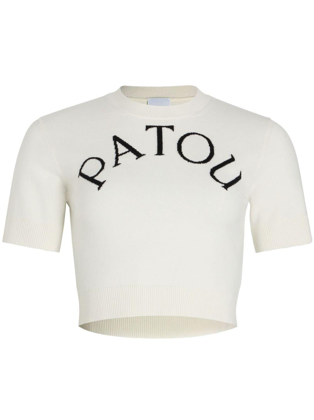 Logo-jacquard cropped top<BR/><BR/> KN2228045 001W PATOU 
