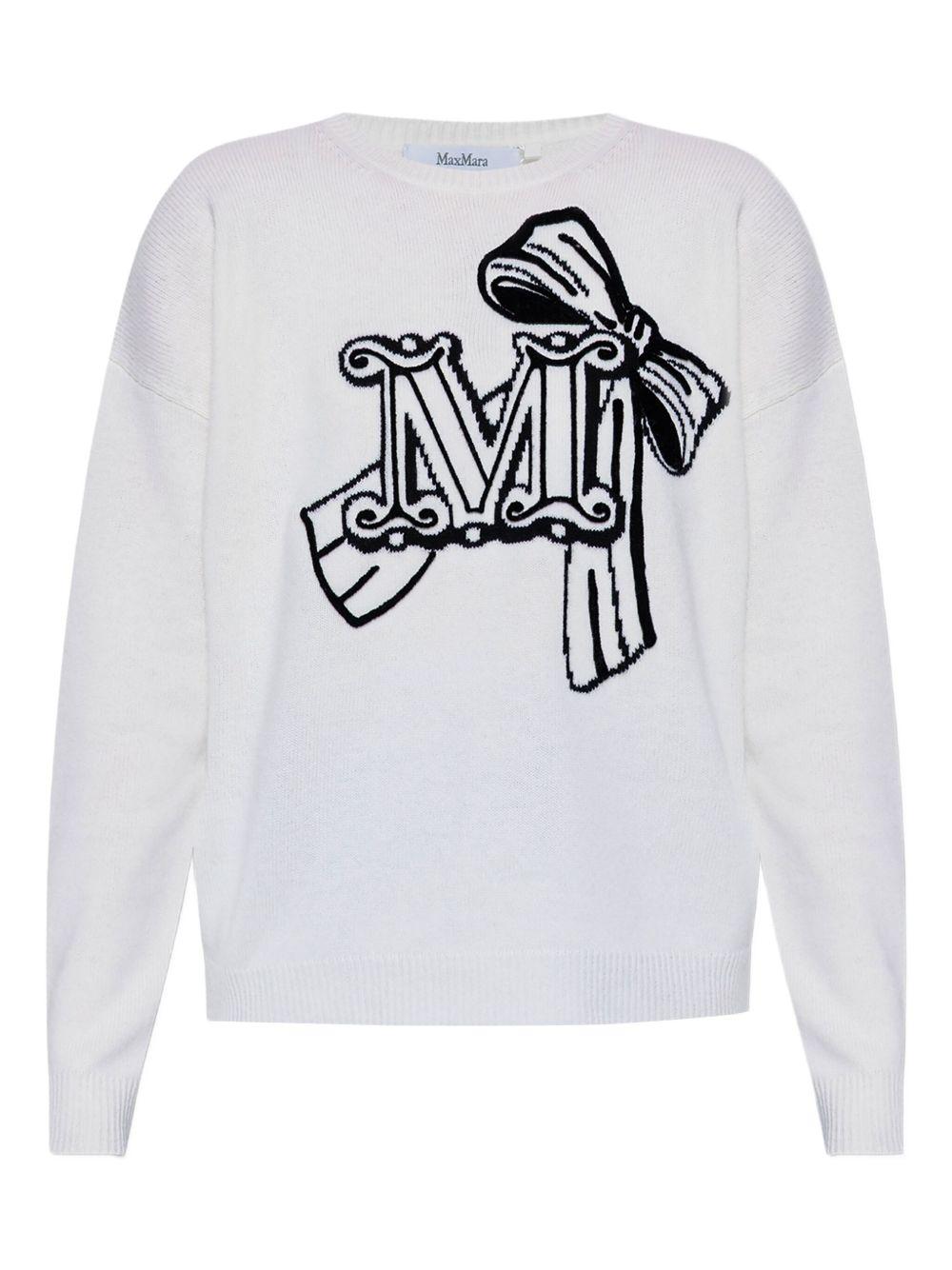 White Zurlo monogram pattern sweater 2521366011 ZURLO008 MAX MARA 