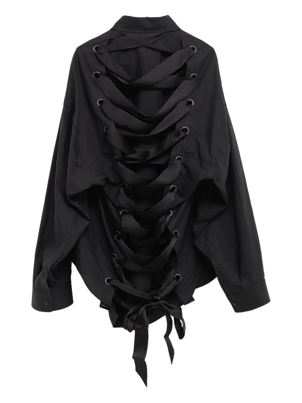 Lace-up Shirt in Black 831657 TRM281000 BALENCIAGA 