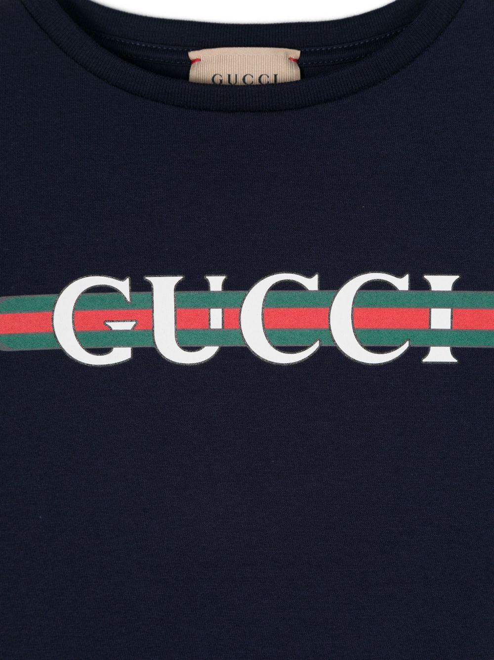 Logo-print cotton T-shirt<BR/><BR/><BR/> 561651 XJGPI4392 GUCCI KIDS 