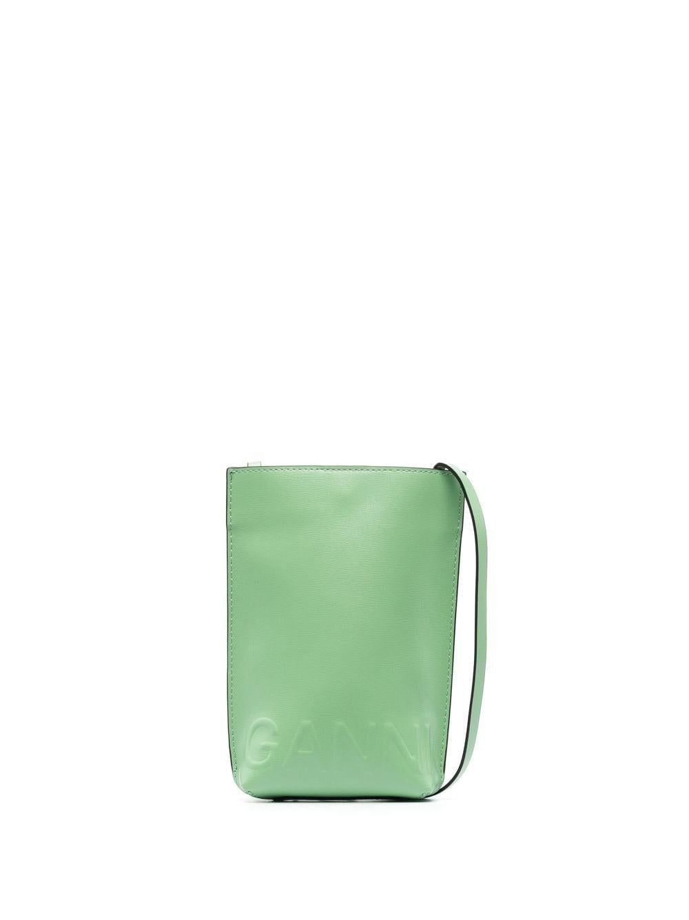 Green logo-embossed leather crossbody bag A4477 484 GANNI 