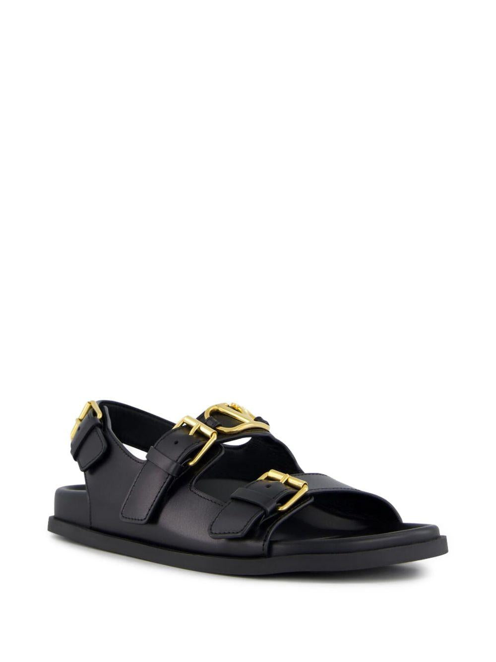 Flat Sandals with VLogo Buckles<BR/> 6W2S0LK6BEK 0NO VALENTINO GARAVANI 
