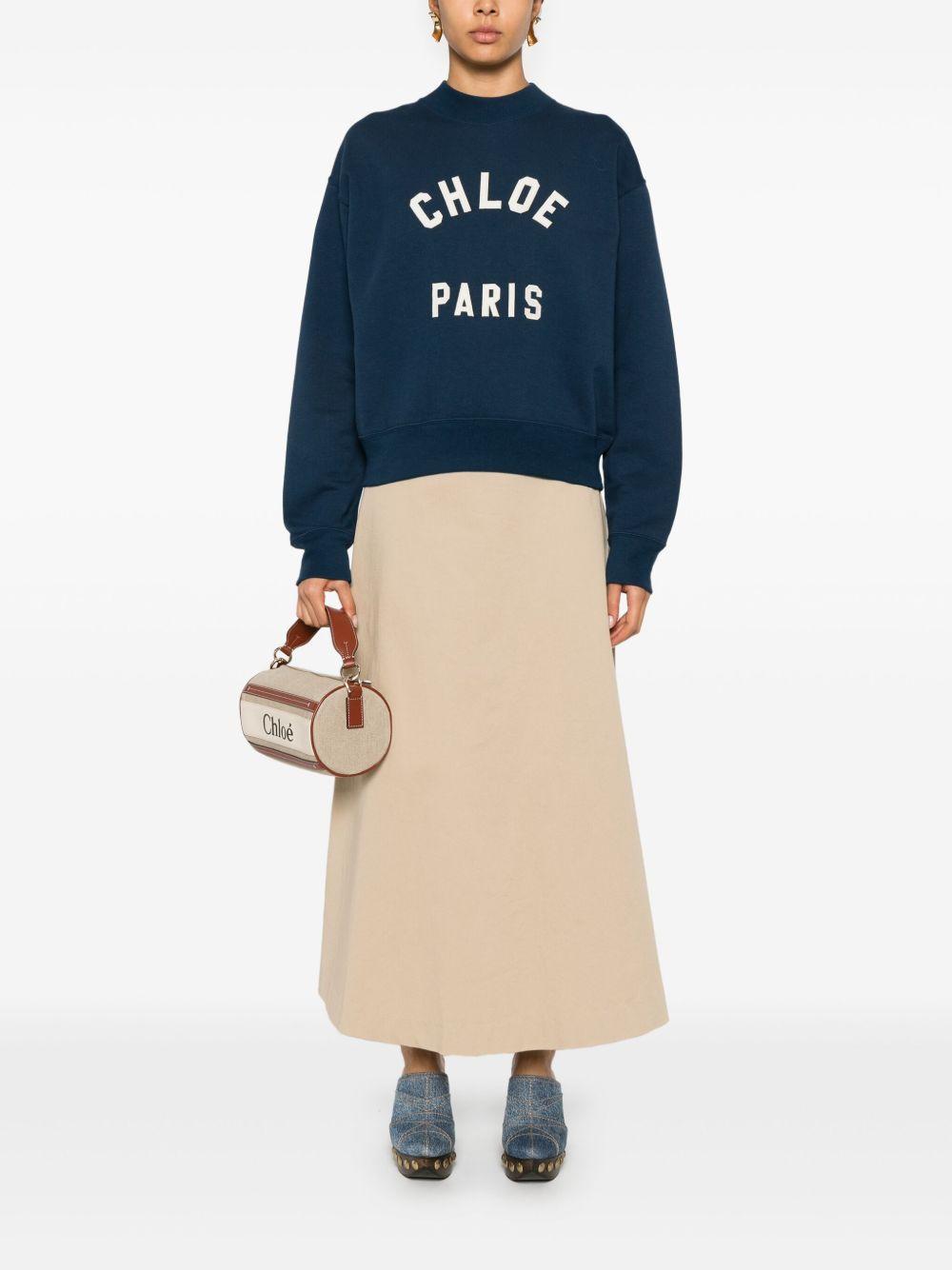 Mock-neck logo-patch sweatshirt CH24AJH12192 4C6 CHLOÉ 