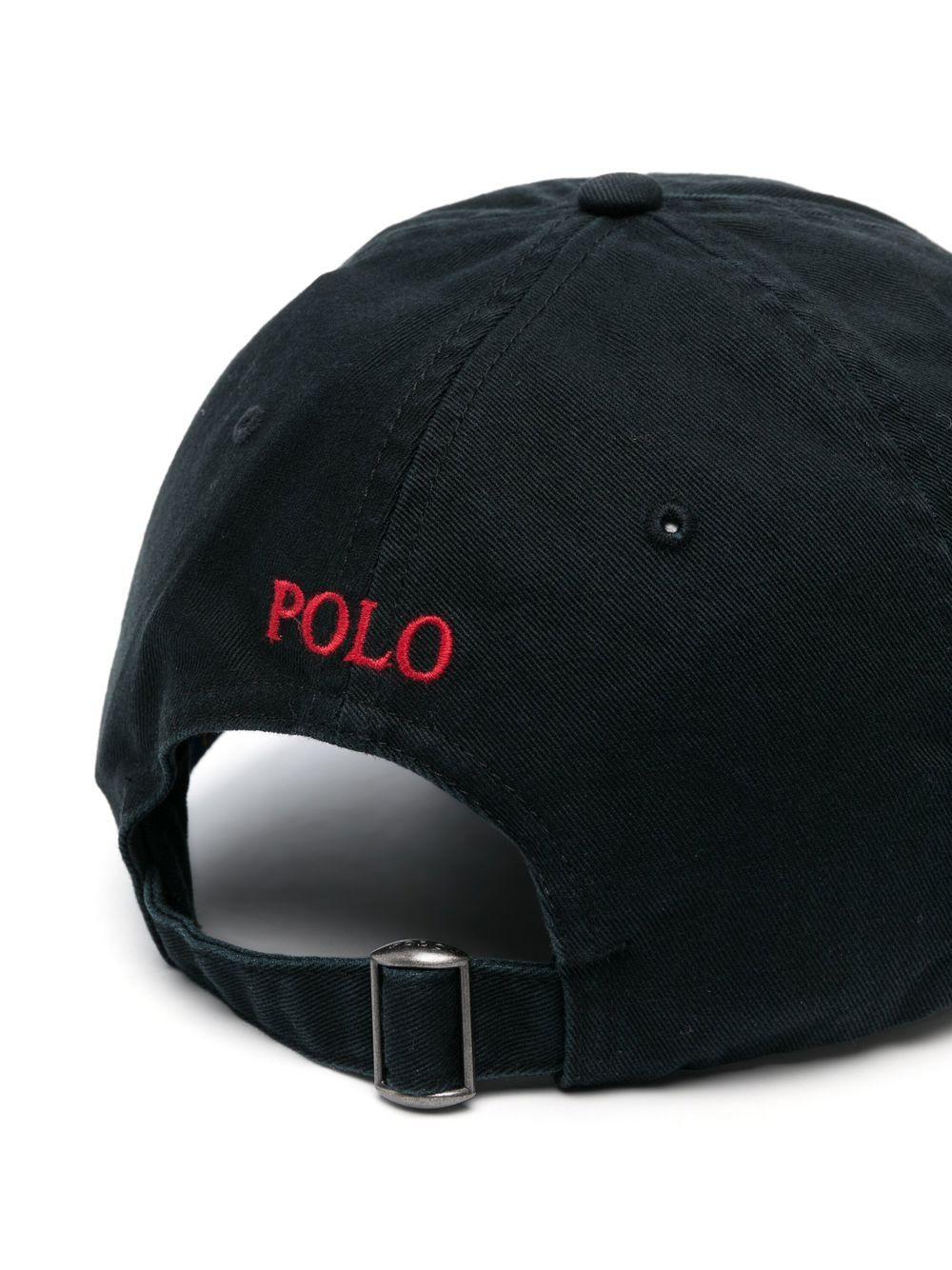 Embroidered-logo cotton baseball cap<BR/><BR/><BR/> 710548524 012POLO BLACK/RL2000 RED POLO RALPH LAUREN 