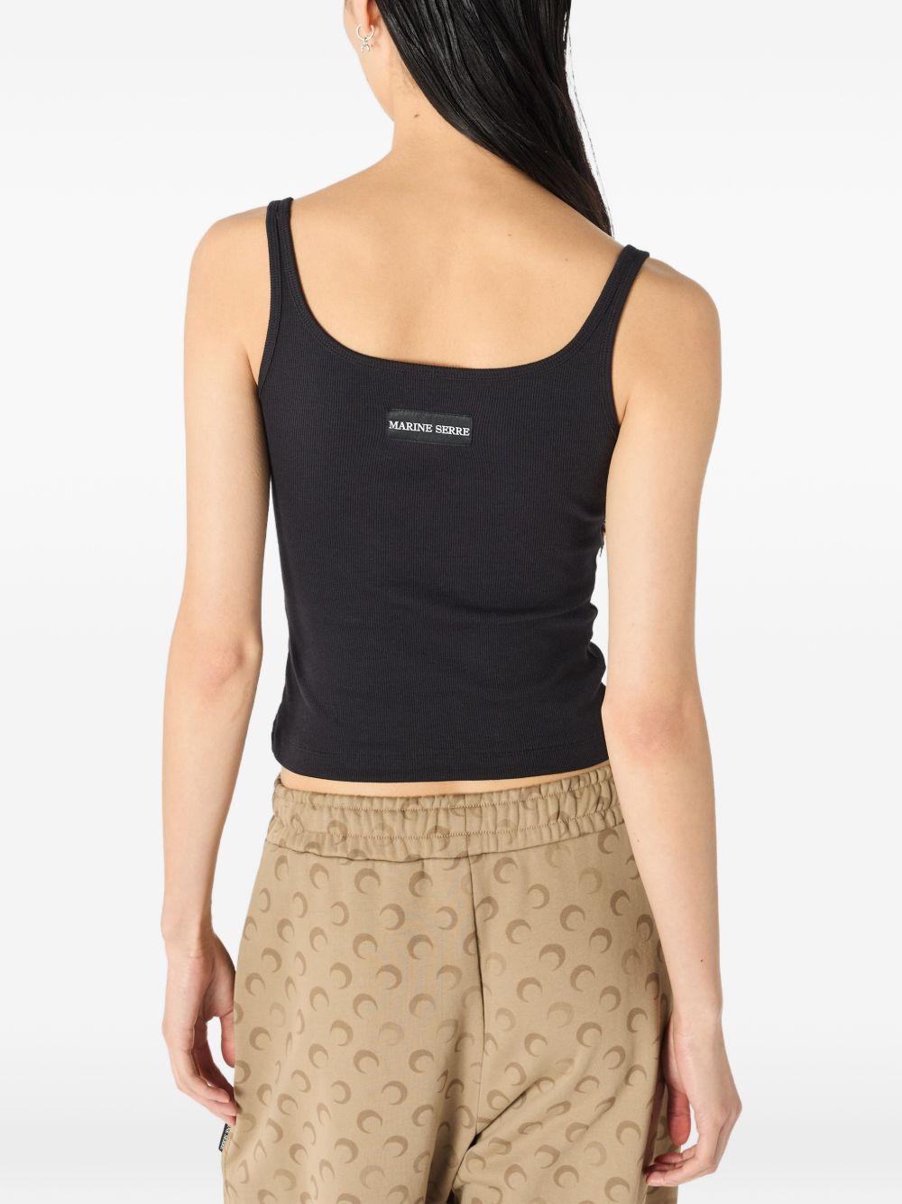 moon logo ribbed tank top WTO507A CJER0011BK99 MARINE SERRE 