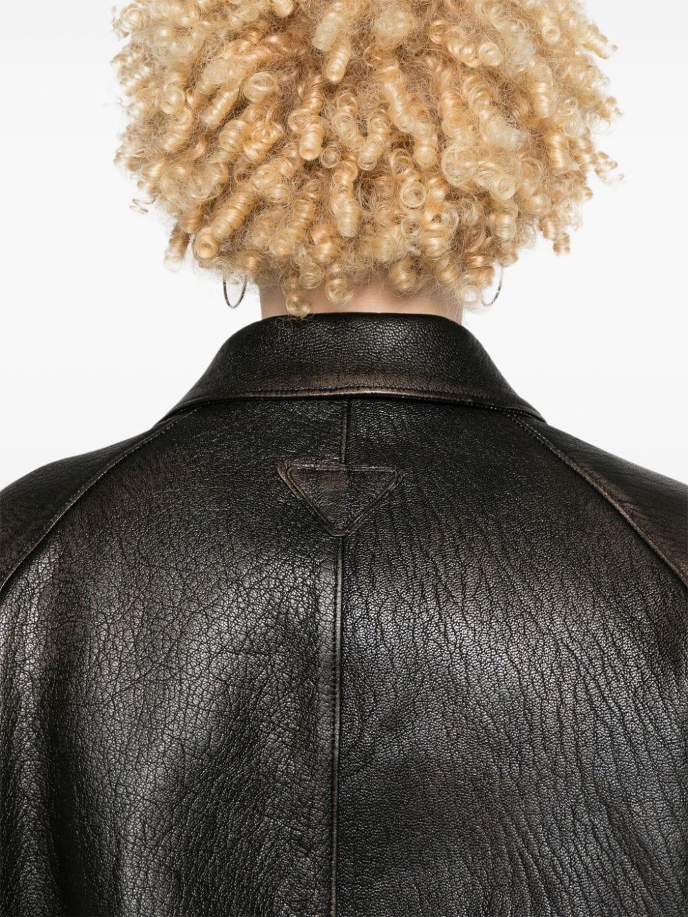 Belted leather jacket<BR/><BR/><BR/> 58A170 1455F0002 PRADA 