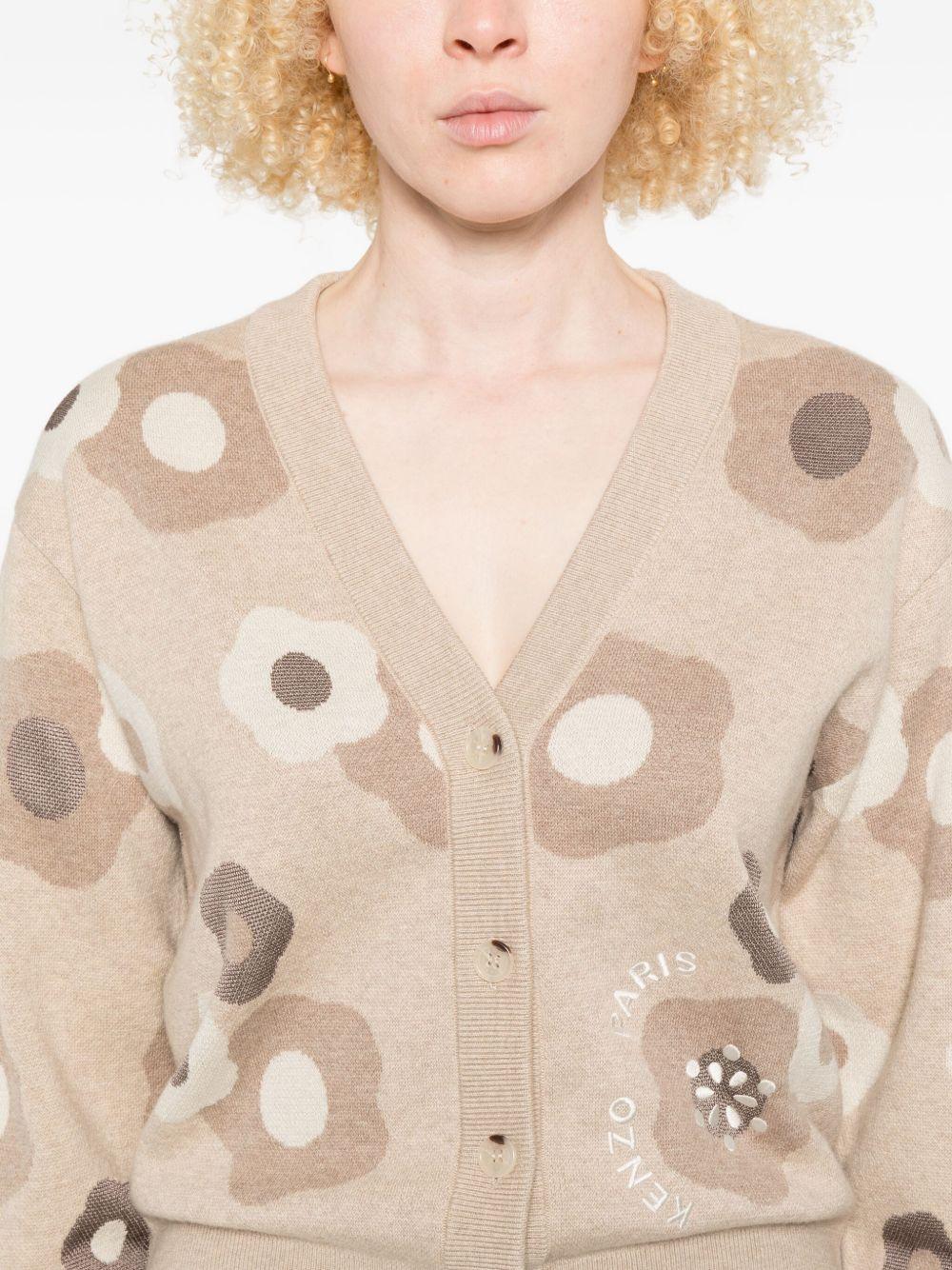 'Hana Dots' embroidered cardigan in mixed cotton wool FF62CA7023CR 11BEIGE KENZO 