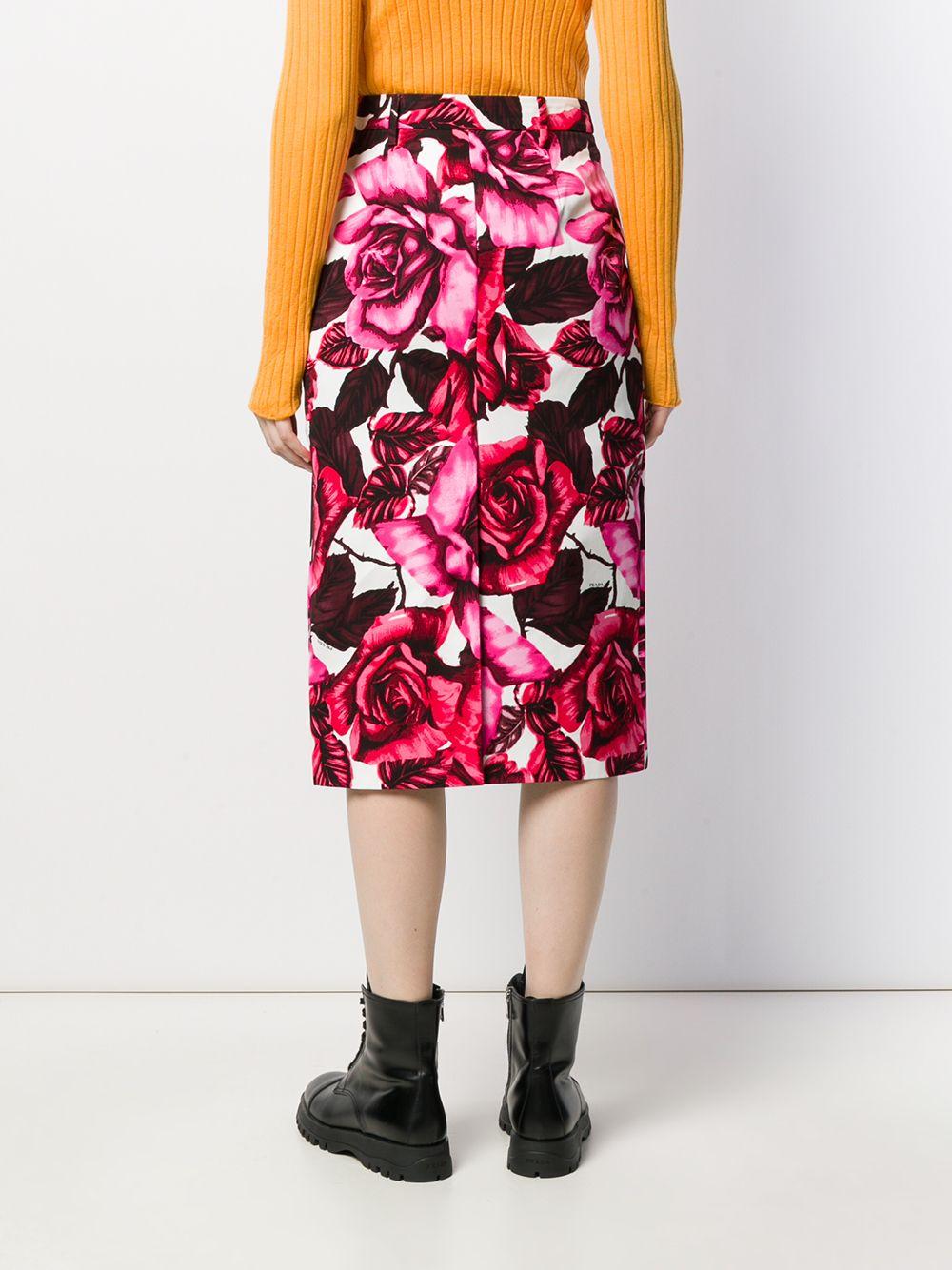 Floral-print quilted satin skirt P105QS192 1U6OF0T08 PRADA 