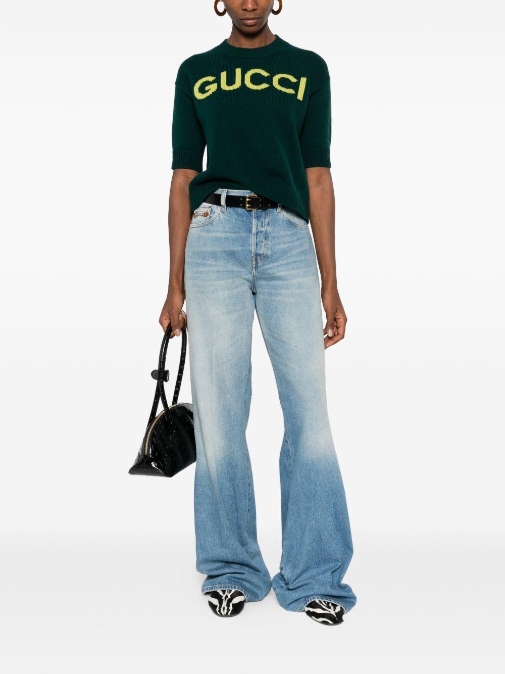 Flared bleached cotton denim trousers 852212 XDDDA4011 GUCCI 