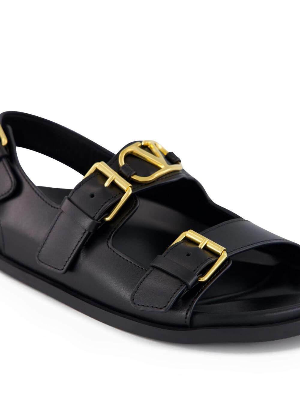 Flat Sandals with VLogo Buckles<BR/> 6W2S0LK6BEK 0NO VALENTINO GARAVANI 
