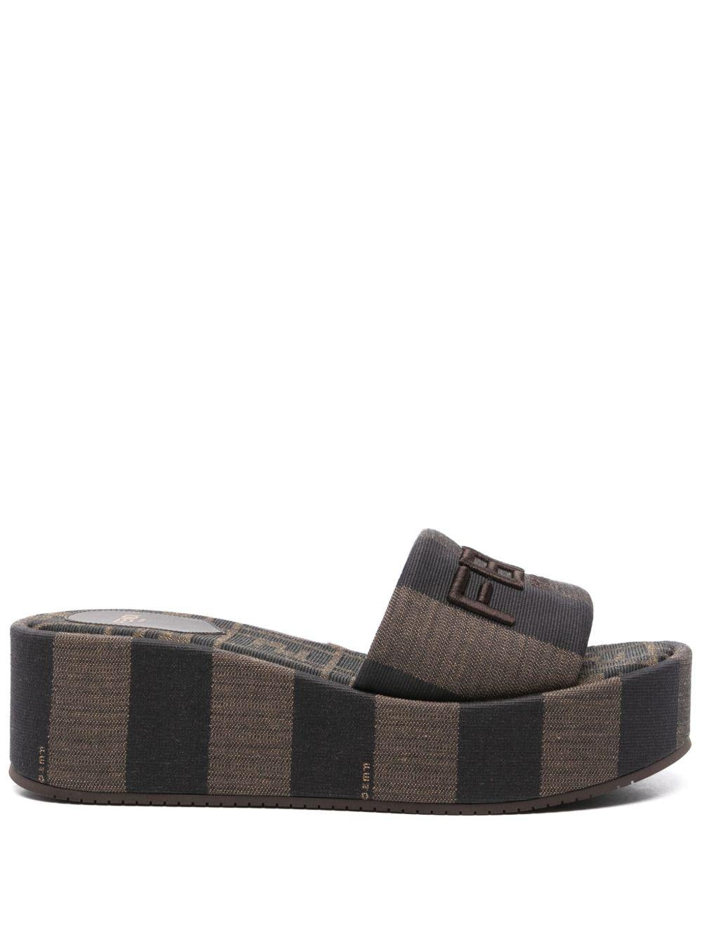 Sunshine fabric flatform slides 8R8515 AORHF1P95 FENDI 