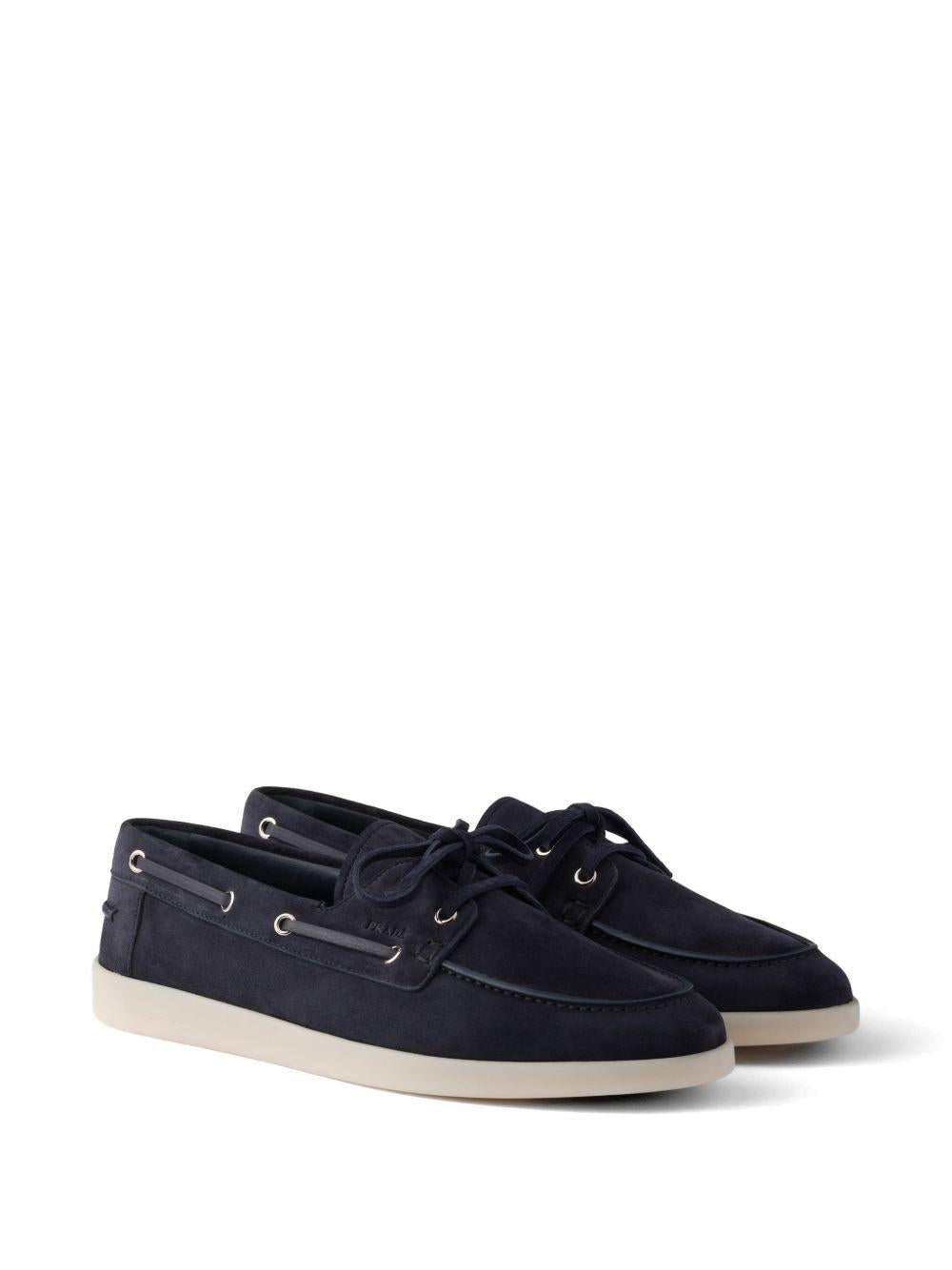 Suede boat shoes with laces 2EG503103 FG001F0008 PRADA 