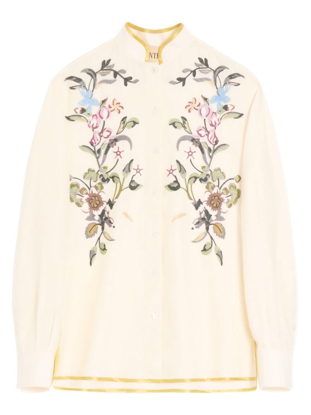 Embroidered Linen Shirt 8B3AB8269M4 AM0 VALENTINO GARAVANI 