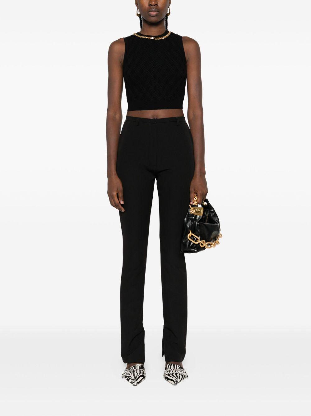 Top in knit fabric with diamond pattern and jewel details TK60B56E2 110 ELISABETTA FRANCHI 