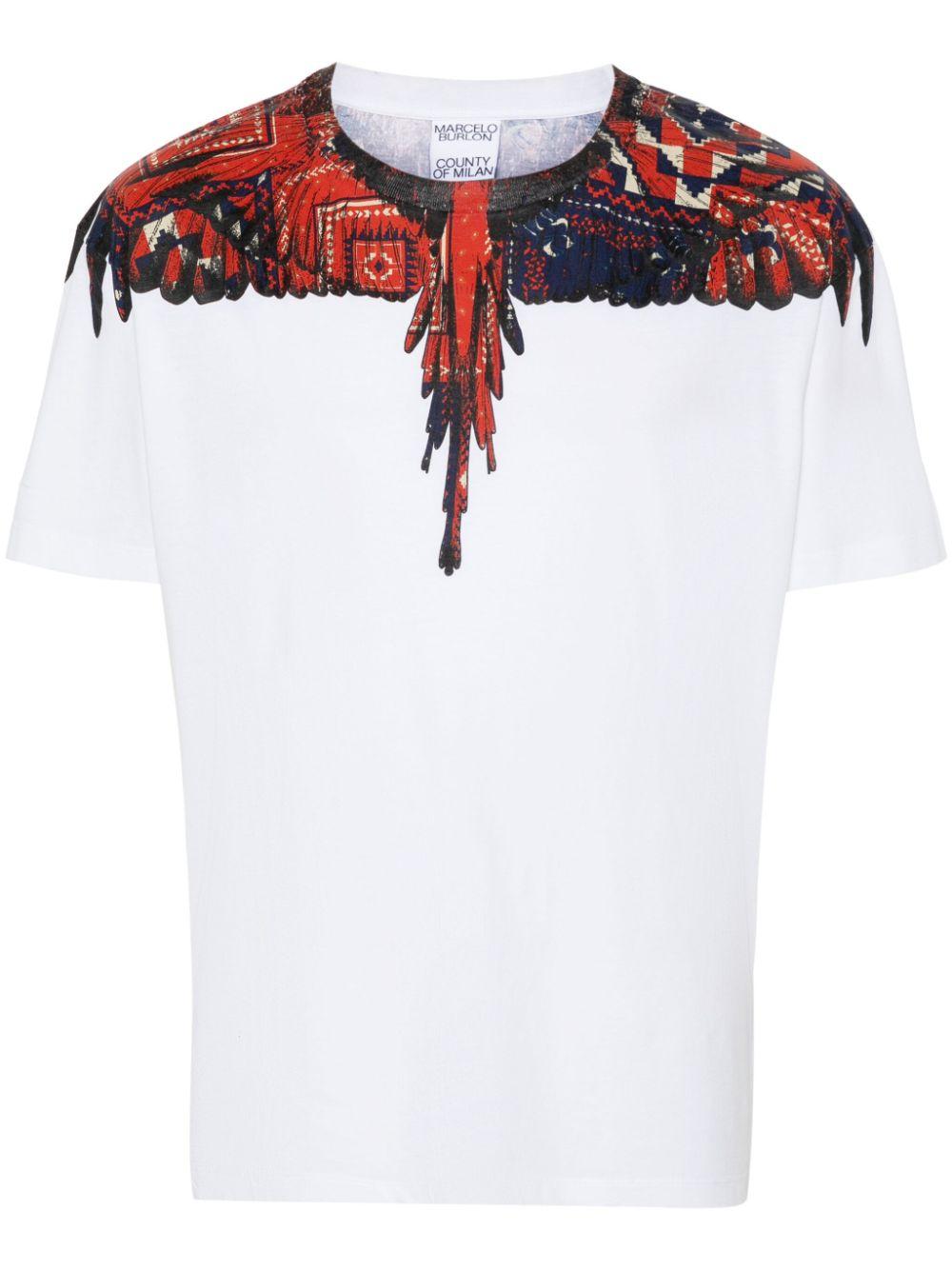 Wings print T-shirt CMAA056F24JER003 0127 MARCELO BURLON 