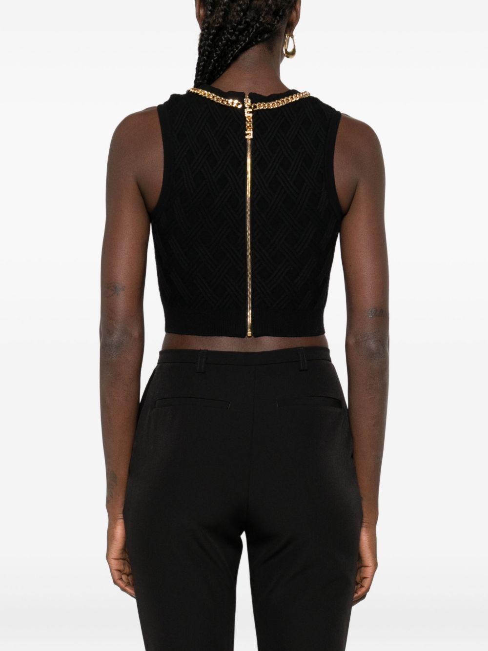Top in knit fabric with diamond pattern and jewel details TK60B56E2 110 ELISABETTA FRANCHI 