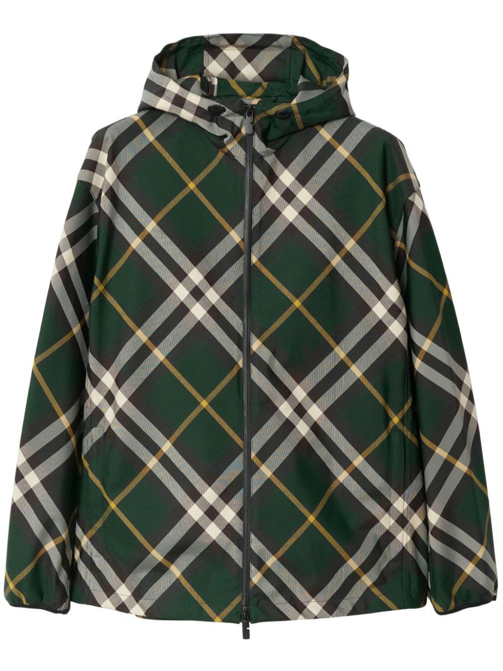Check-pattern zipped hooded jacket<BR/><BR/><BR/> 8081895 B8660 BURBERRY 
