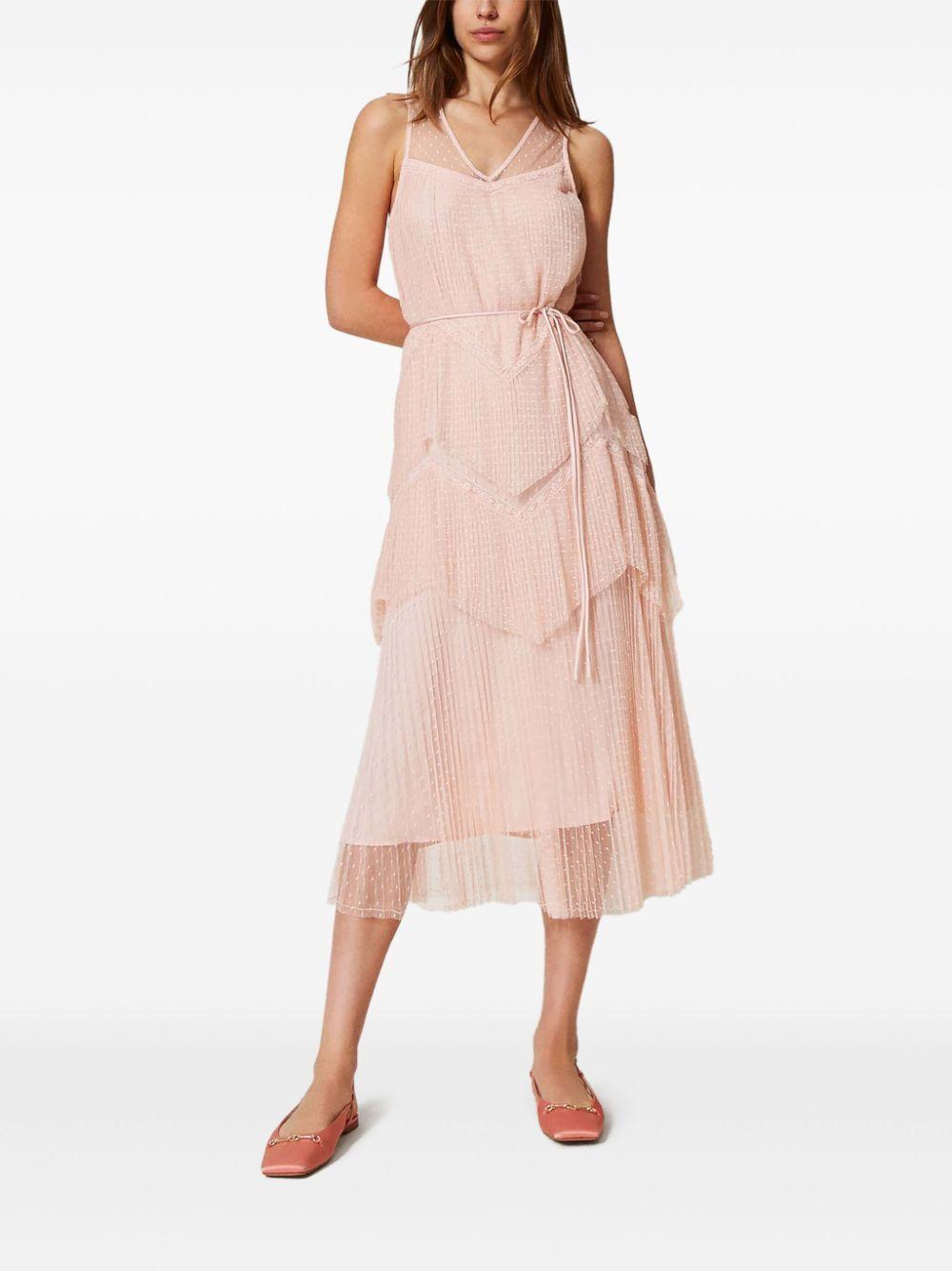 Long tulle dress with pleated flounces 251TP2511 00178 TWINSET 