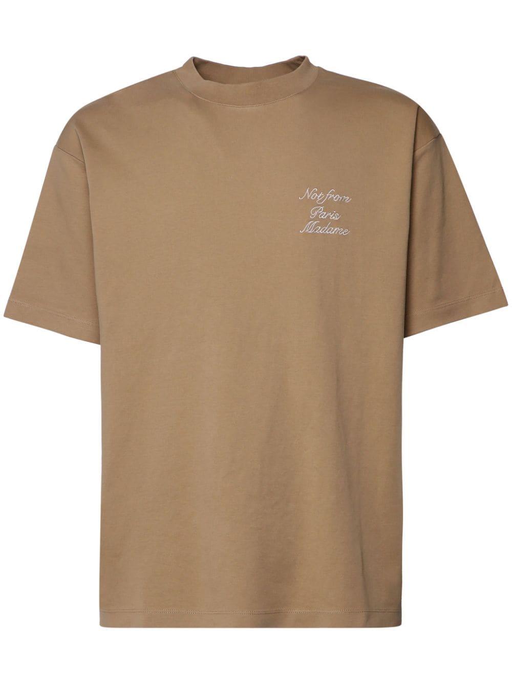 Embroidered-slogan T-shirt<BR/><BR/> TS209 CO002IBN DRÔLE DE MONSIEUR 