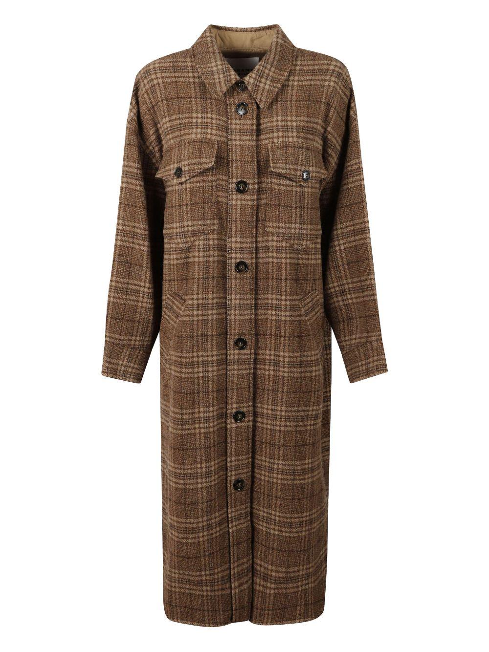 Long brown checked coat MA0437FA C3D02E50CA MARANT ÉTOILE 