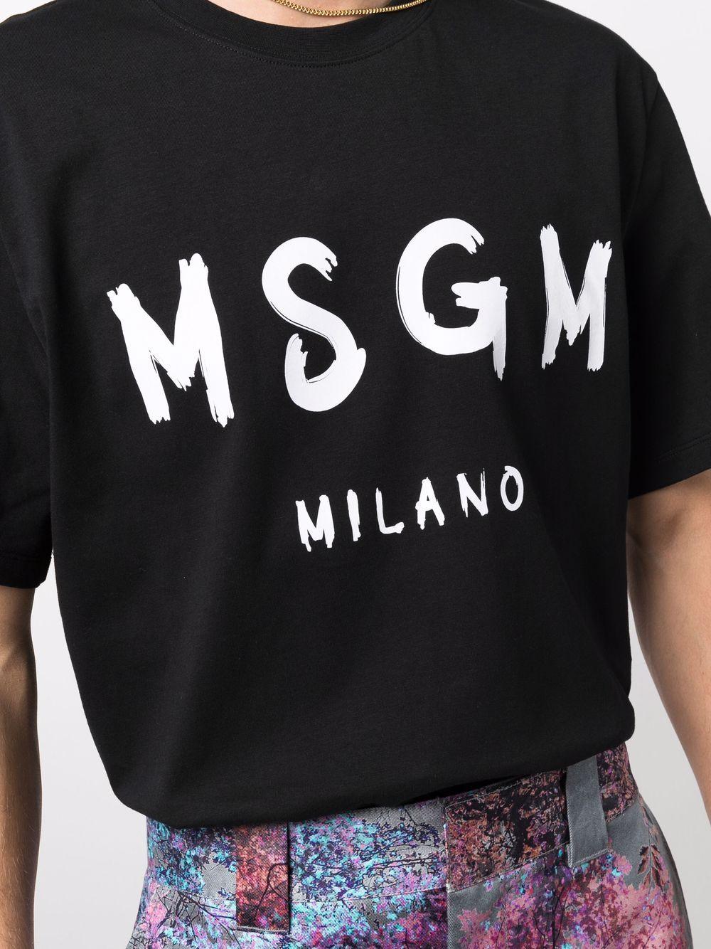 T-shirt girocollo colore nero con logo pennellato 2000MM510200002 99 MSGM 