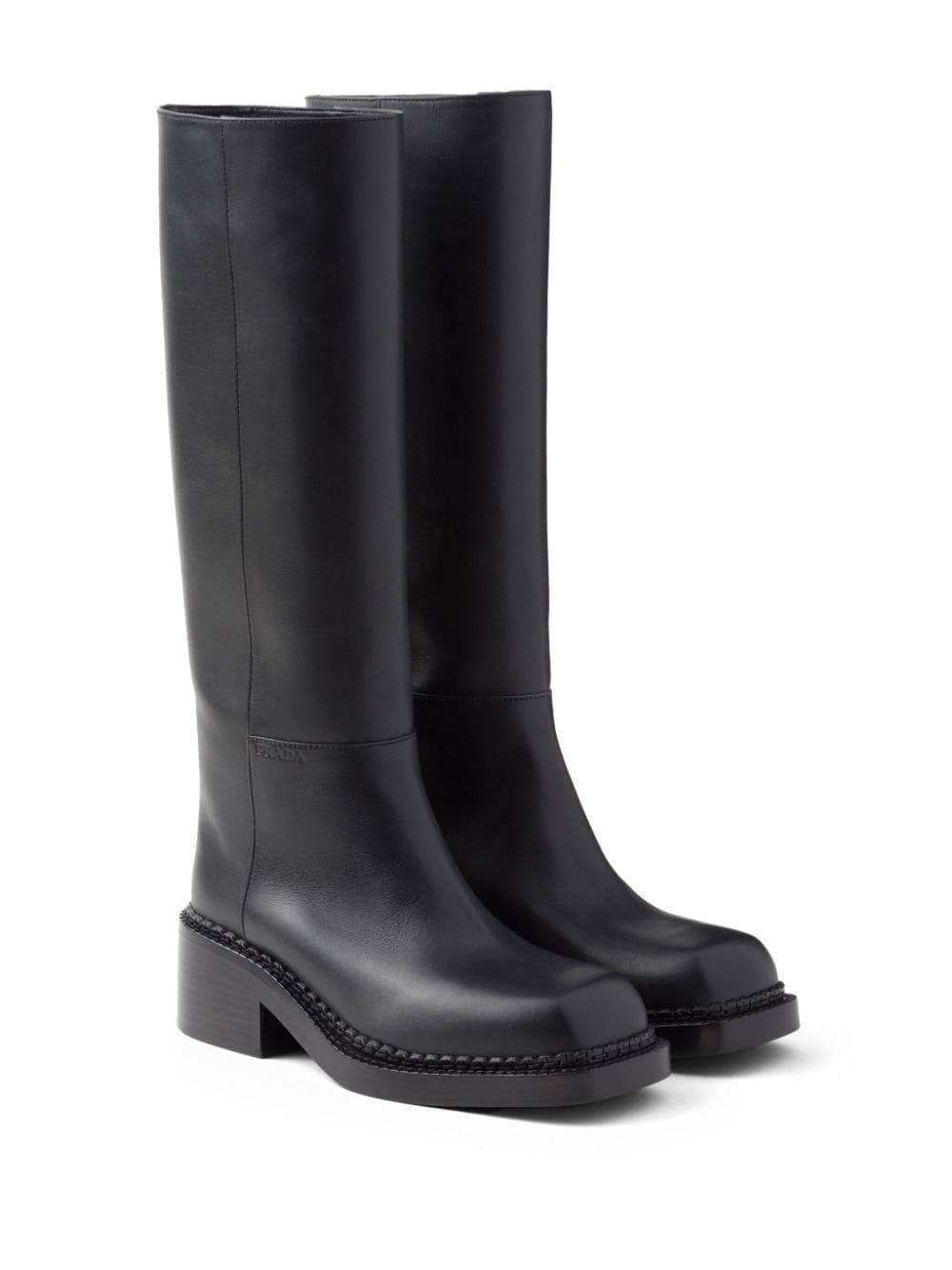 Knee-high 55mm leather boots<BR/><BR/> 1W746N 070F0002 PRADA 