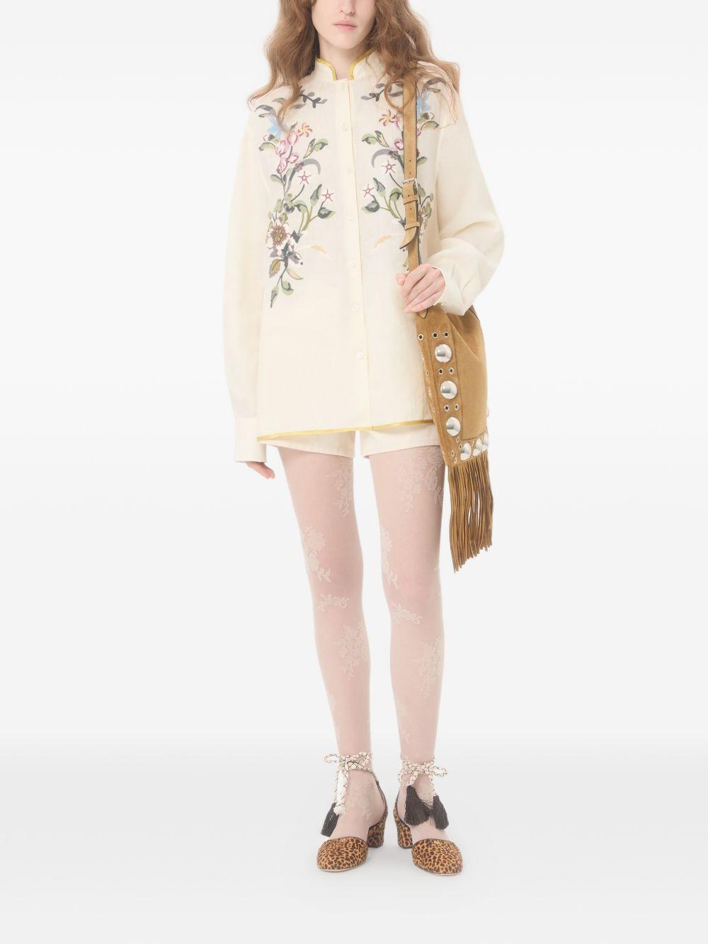 Embroidered Linen Shirt 8B3AB8269M4 AM0 VALENTINO GARAVANI 
