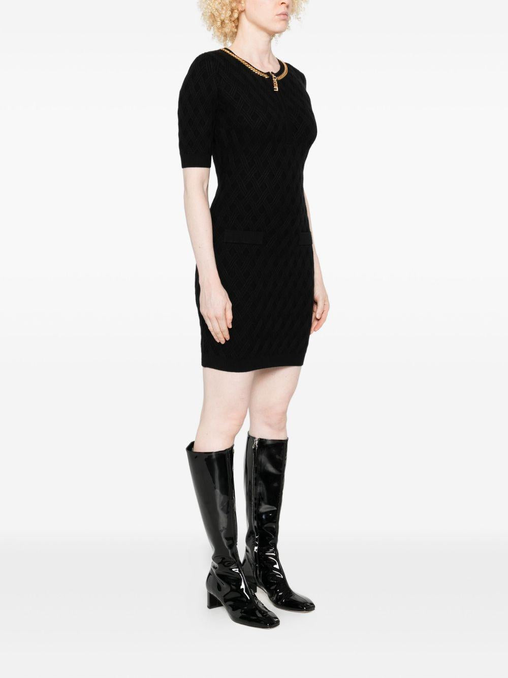 Mini dress in knit fabric with diamonds and jewel details AM20B56E2 110 ELISABETTA FRANCHI 