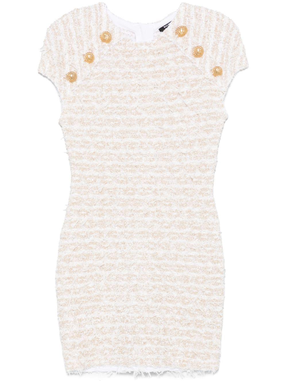 Tweed mini dress<BR/><BR/><BR/> EF1R6023KB19 GAD BALMAIN 