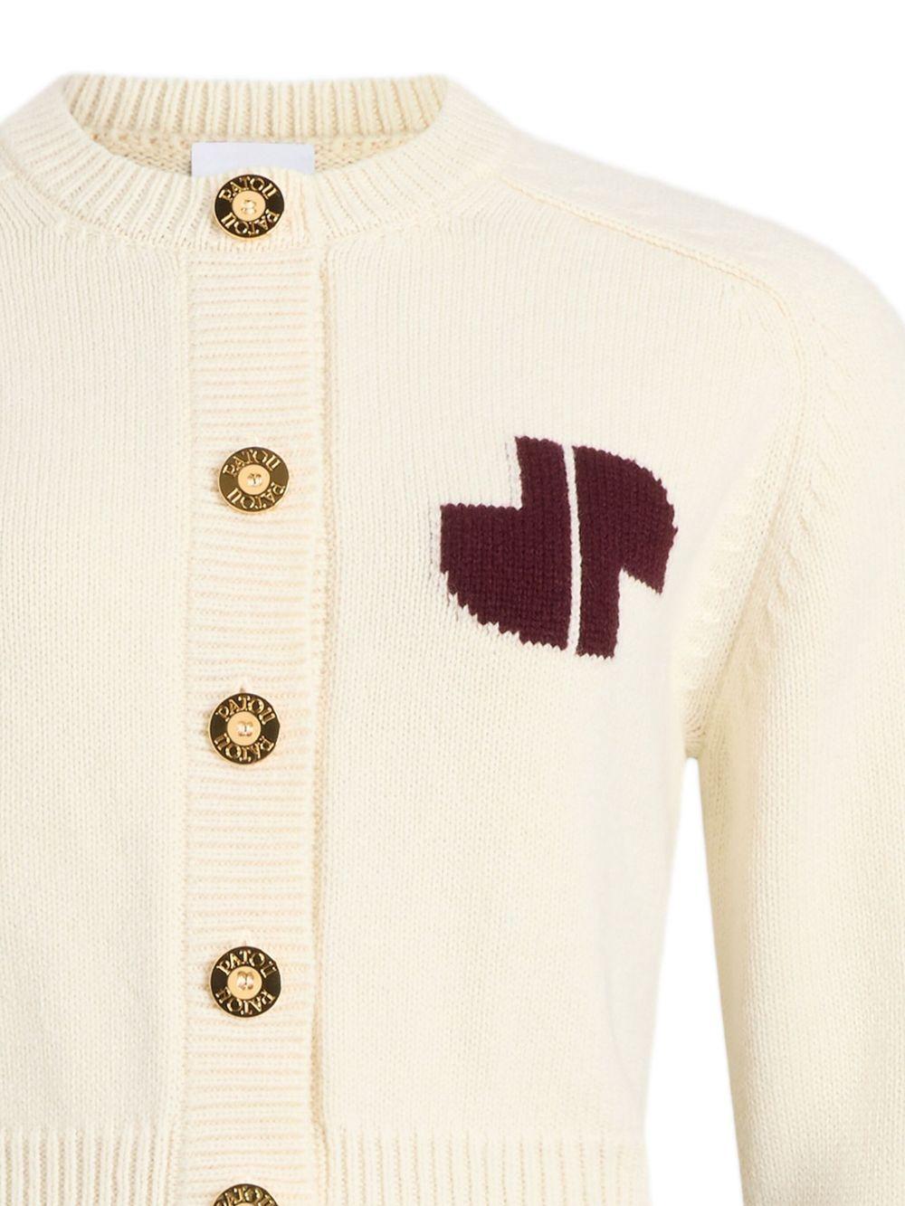 JP intarsia cardigan in wool and cashmere KN2818064 001W PATOU 