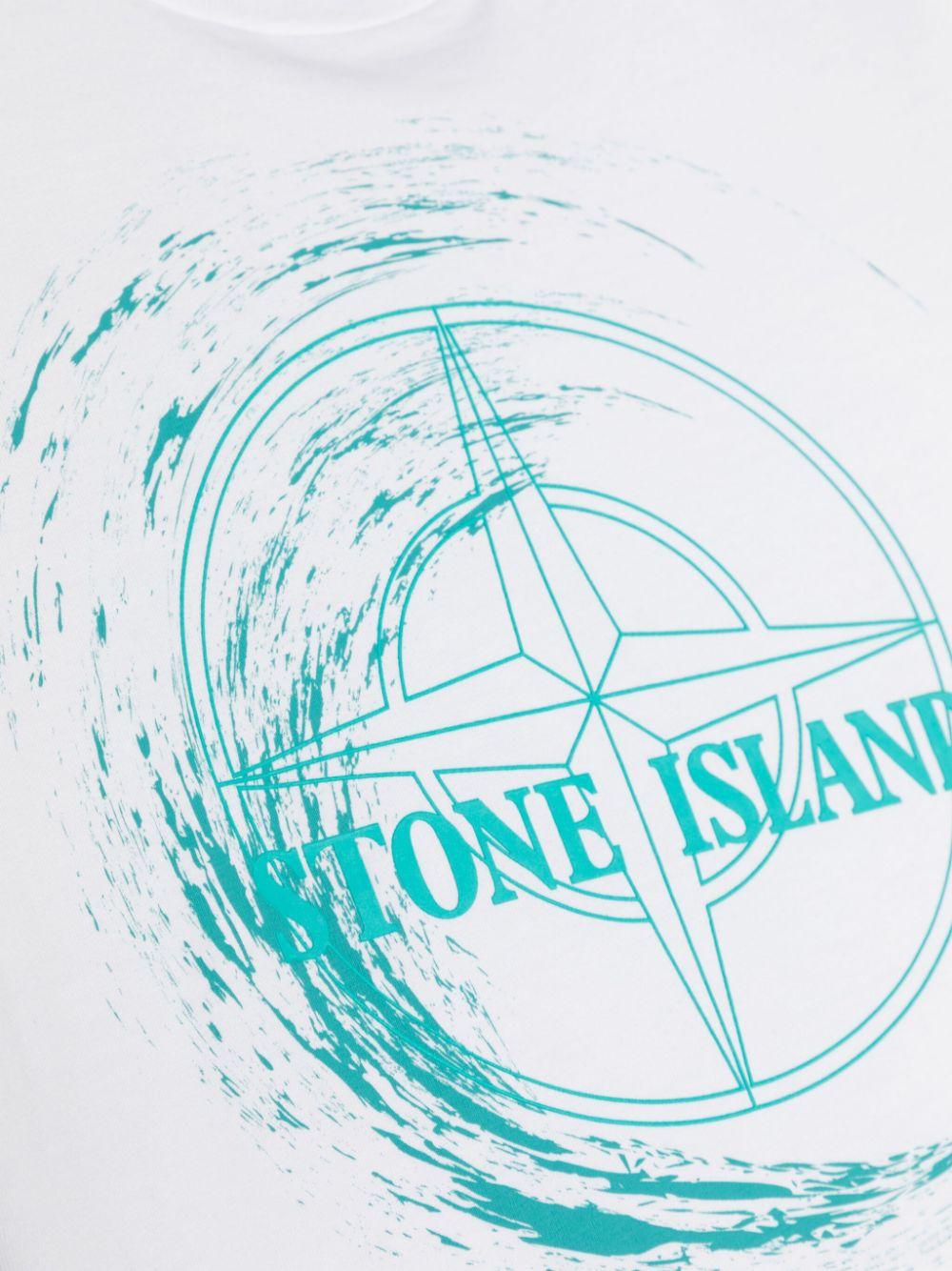 Compass-print cotton T-shirt 801621072 V0001WHITE STONE ISLAND KIDS 