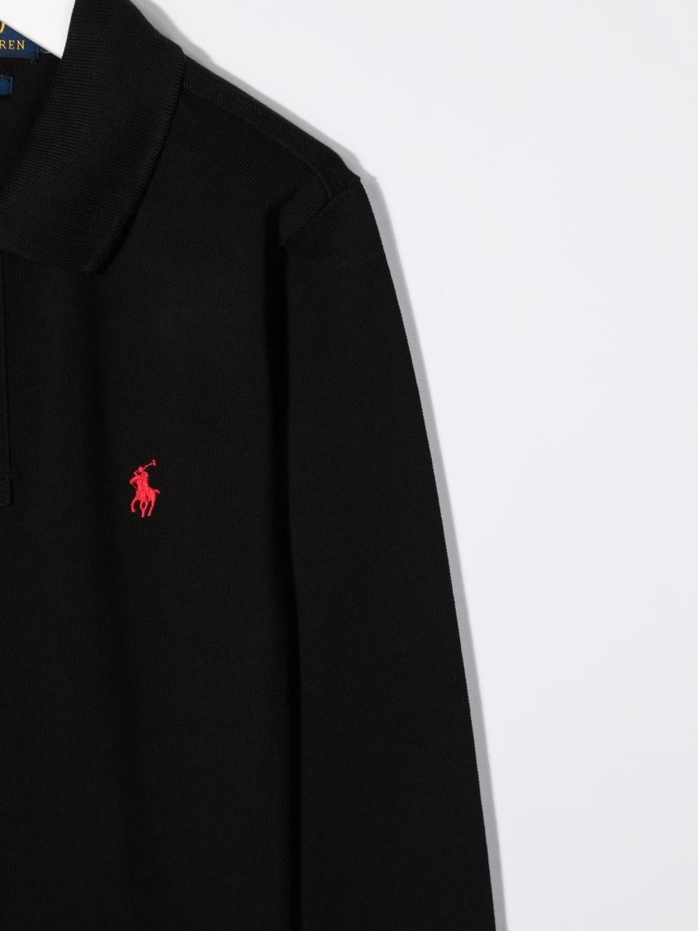 Front logo long sleeves polo 323708858011 POLOBLACK POLO RALPH LAUREN KIDS 
