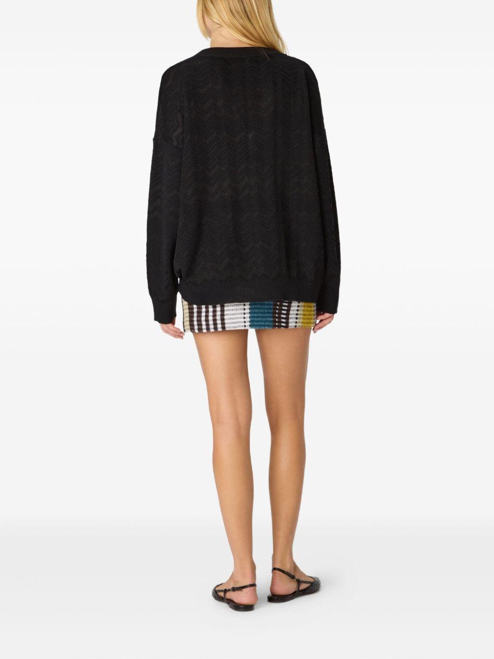 Oversized v-neck sweater in chevron pattern DS25WN14 BK01CPS91QK MISSONI 