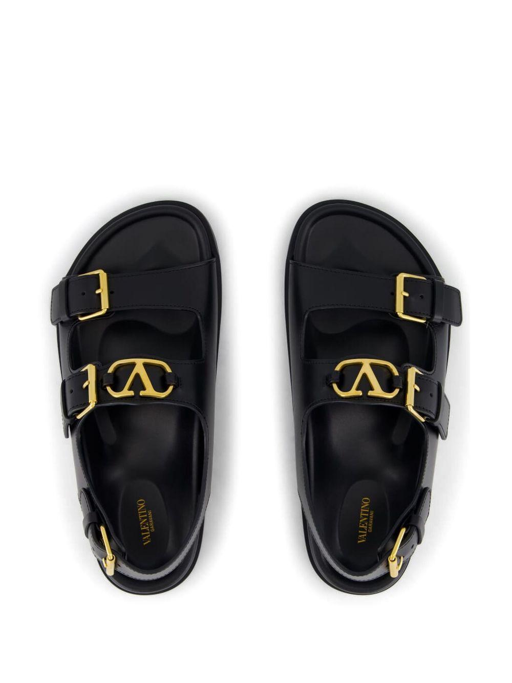 Flat Sandals with VLogo Buckles<BR/> 6W2S0LK6BEK 0NO VALENTINO GARAVANI 