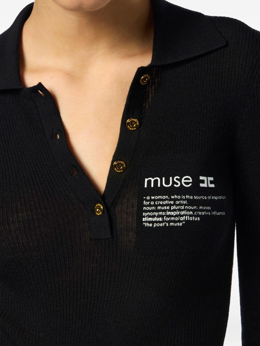 Knit polo shirt with lettering detail MK40B57E2 110NERO ELISABETTA FRANCHI 