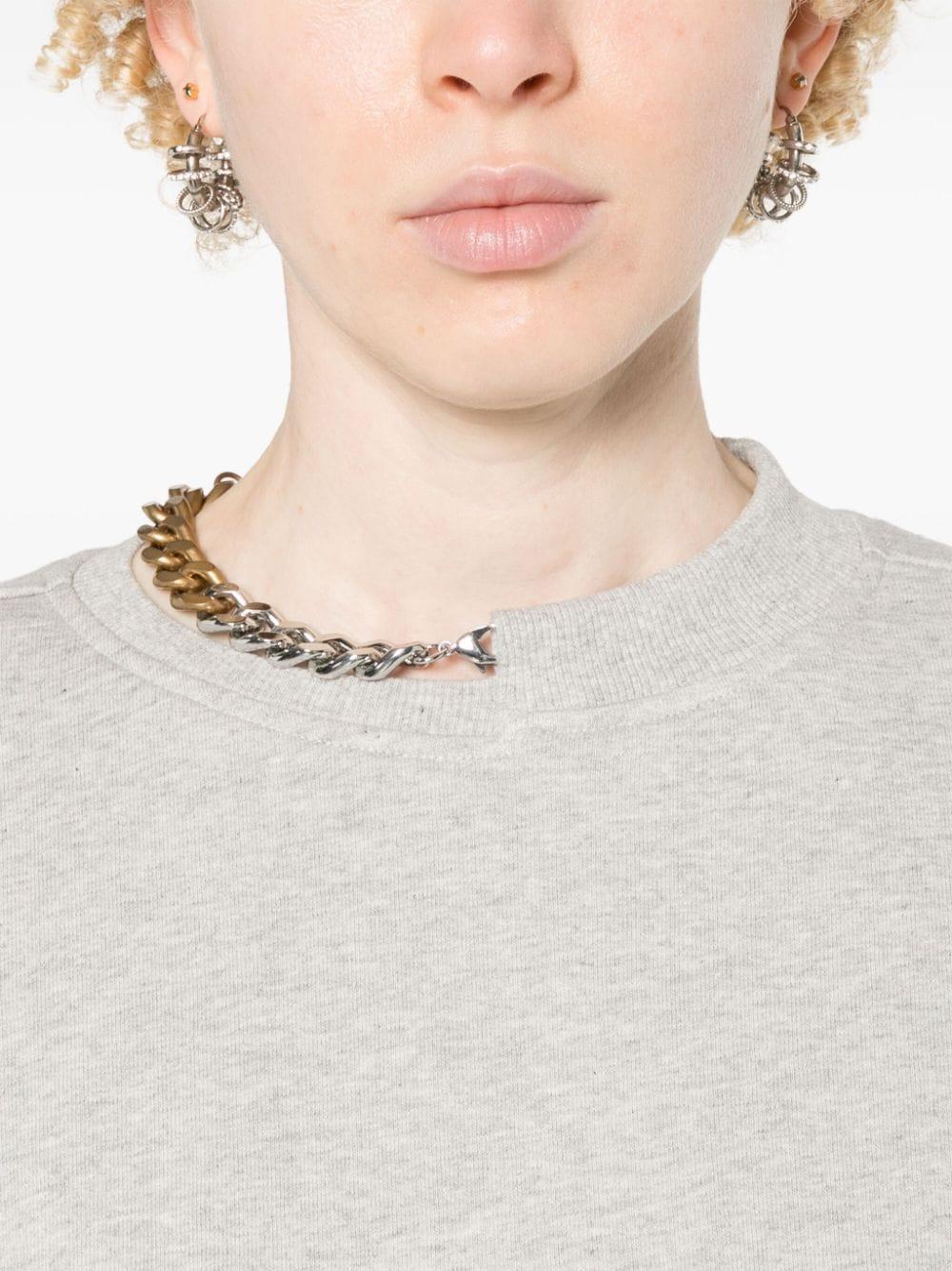 Chain-link-detailing mélange sweatshirt<BR/><BR/><BR/> 6J0327 3SPZ361264 STELLA McCARTNEY 
