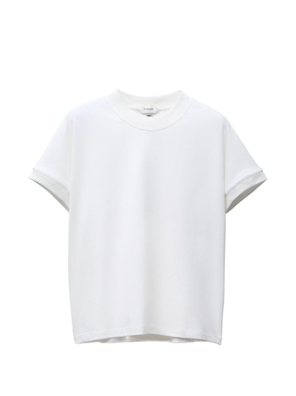 Embroidered Stretch Cotton-Jersey T-Shirt 1023753 1A178881W000 VERSACE 