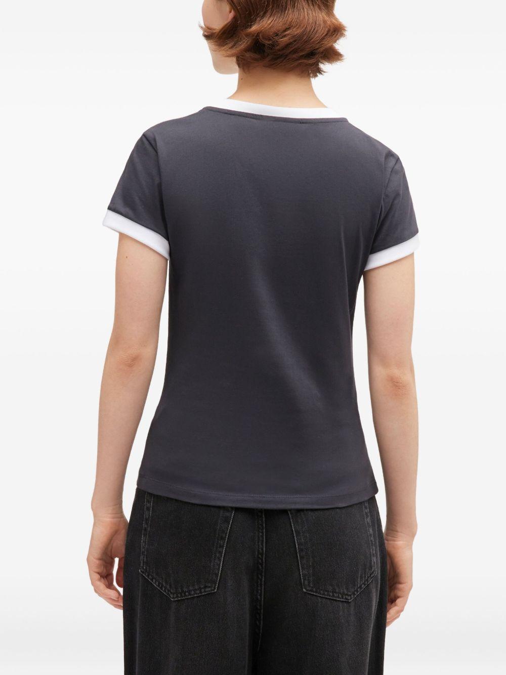 Black Cropped Teddy T-shirt T4335 252 GANNI 