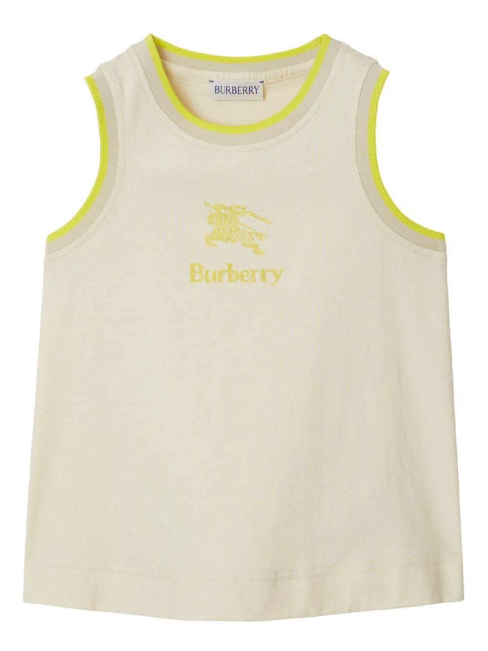 Logo-embroidered cotton vest<BR/><BR/><BR/> 8079802 A4802 BURBERRY KIDS 
