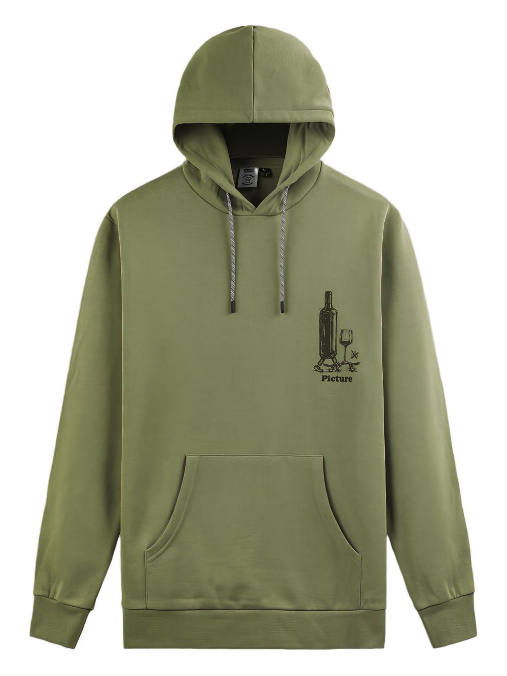 Olive hooded sweatshirt with embossed print MSW421 GREEN SPRAY PICTURE 