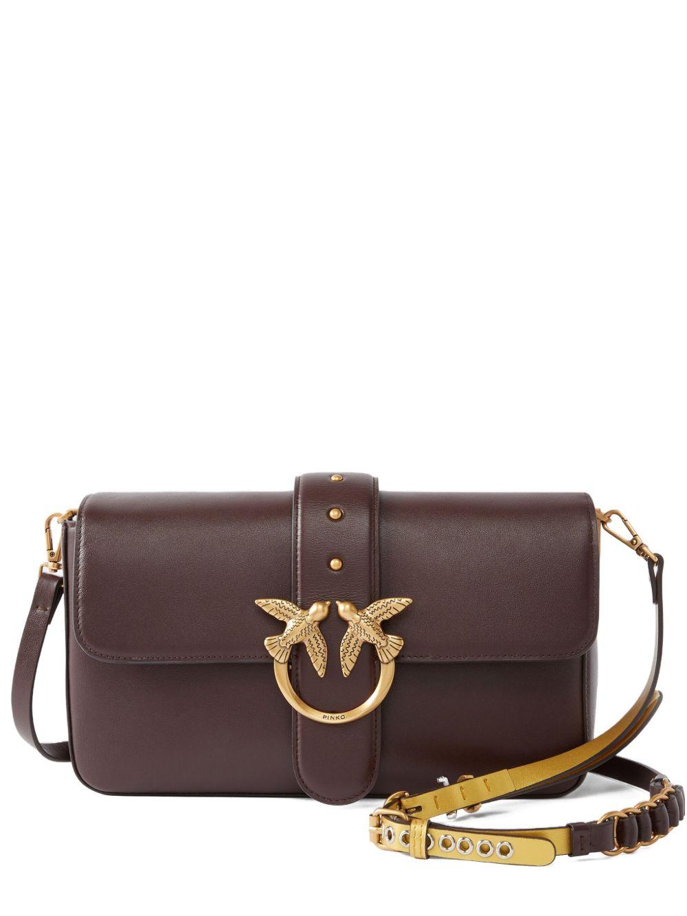 Medium Love Bag One Slouchy leather handbag with double shoulder strap 105823 A0QOLA7Q PINKO 