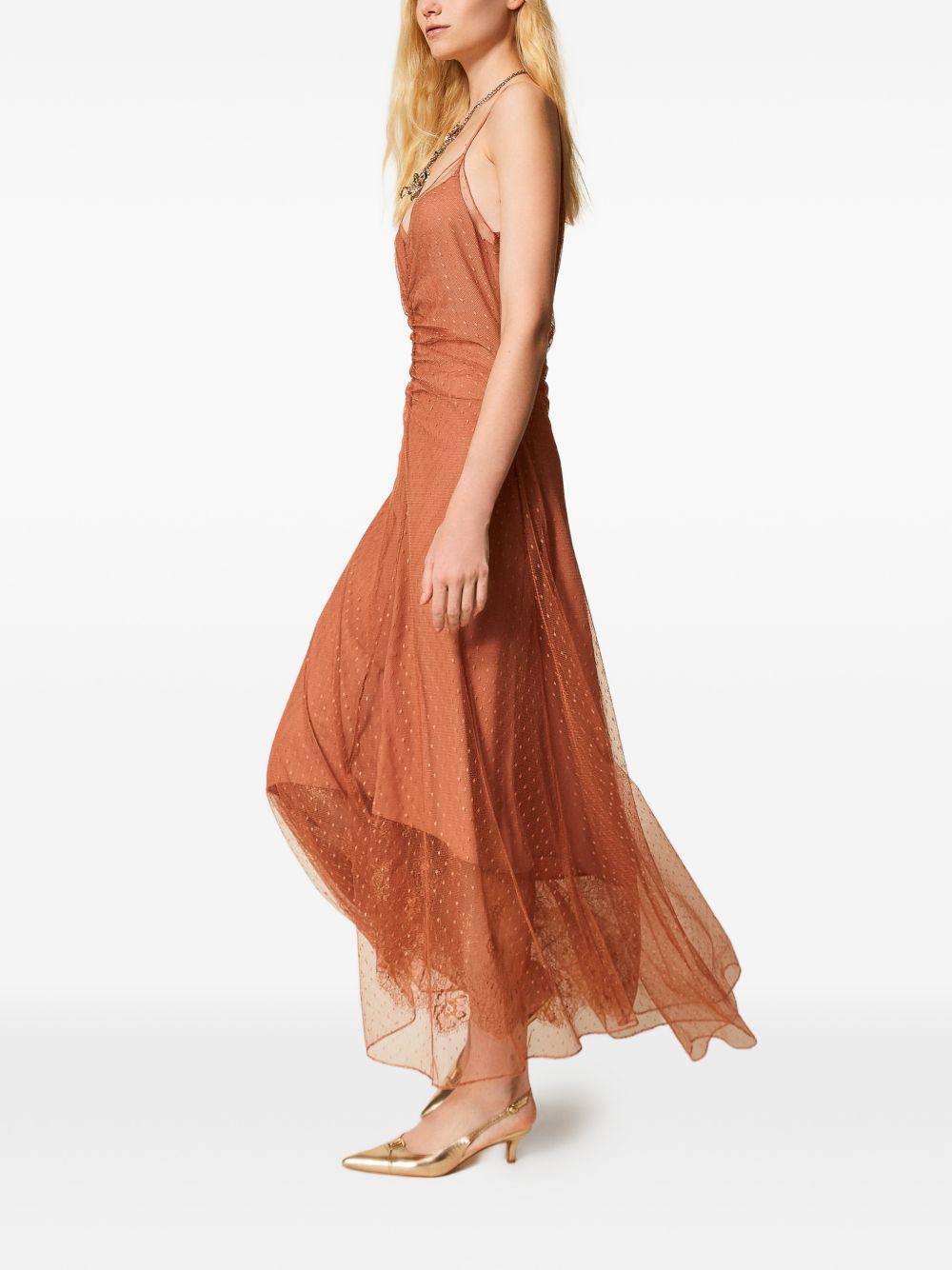 Long plumetis tulle dress with lace 261TP2360 S1528913168 TWINSET 